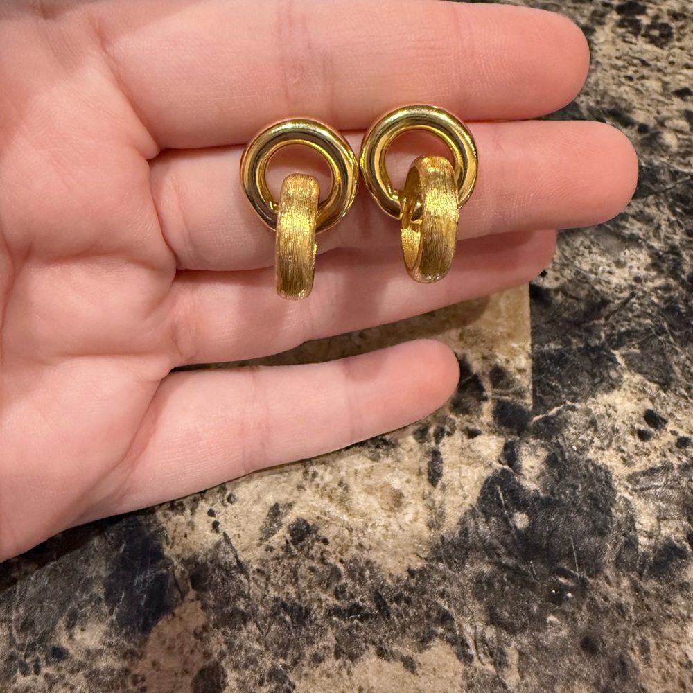 Givenchy Gold Interlocking Double Circle Drop Ear… - image 3